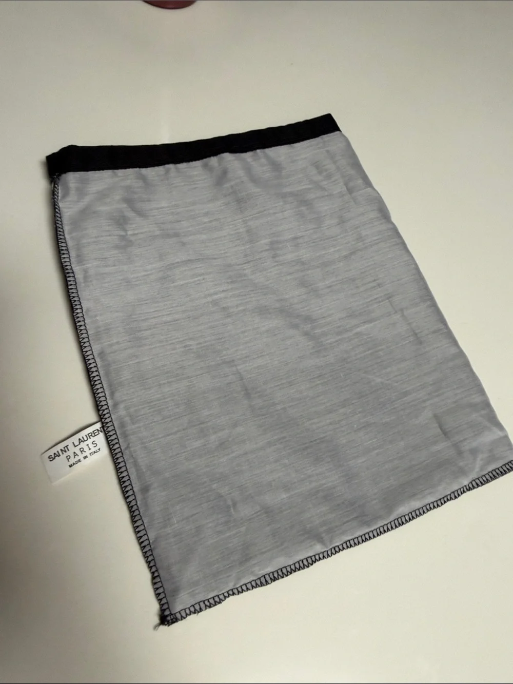 Saint Laurent Black and White Logo Drawstring Pouch